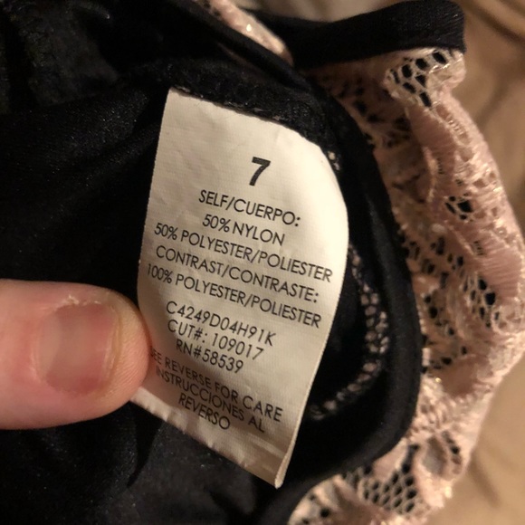 Navy dress with pink lace on top - Picture 4 of 4